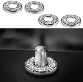 img 4 attached to 🔒 Mercedes-Benz Compatible Bling Car Inner Door Lock Pull Covers - Crystal Car Interior Rod Bolt Accessories Decals/Stickers (4PCS)