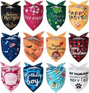 🐶 yespet dog birthday bandanas: 12 pieces for large dogs, perfect for holidays, weddings, and summer celebrations - hawaii, easter, halloween, thanksgiving, independence, christmas, valentine, st. patrick's day scarf logo