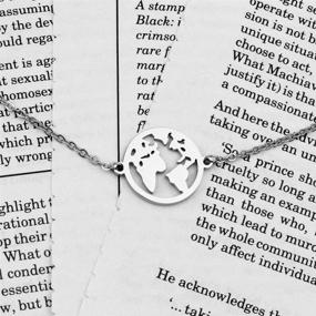 img 1 attached to Earth Map Pendant - World Travel Necklace, Perfect Gift for Long Distance Lovers