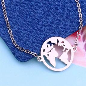 img 2 attached to Earth Map Pendant - World Travel Necklace, Perfect Gift for Long Distance Lovers