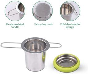 img 2 attached to Fenshine Tea Infuser - Stainless Steel Tea Strainer with Folding Handle, Extra Fine Mesh Strainer Brewing Basket for Loose Leaf Tea, Green Color