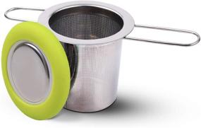 img 4 attached to Fenshine Tea Infuser - Stainless Steel Tea Strainer with Folding Handle, Extra Fine Mesh Strainer Brewing Basket for Loose Leaf Tea, Green Color