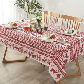 img 1 attached to 🌲 Stain-Resistant Maxmill Christmas Tablecloth for Hassle-Free Decorating