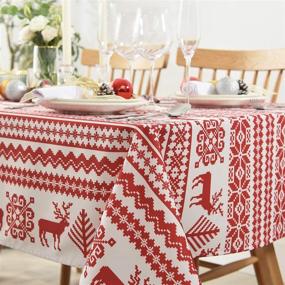 img 3 attached to 🌲 Stain-Resistant Maxmill Christmas Tablecloth for Hassle-Free Decorating