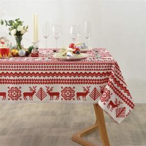 img 4 attached to 🌲 Stain-Resistant Maxmill Christmas Tablecloth for Hassle-Free Decorating