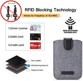 img 1 attached to 📲 RFID Card Holder with 5 Pull-Pocket Cash & Credit Card Wallet - Canvas Leather Case for Smartphones (Black)