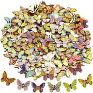 🦋 набор из 200 бабочек, сделанных из дерева, кнопок для рукоделия, различные цвета, 1 дюйм, с 2 отверстиями. декоративные ремесленные кнопки для шитья, рукоделия и проектов по деревообработке. логотип