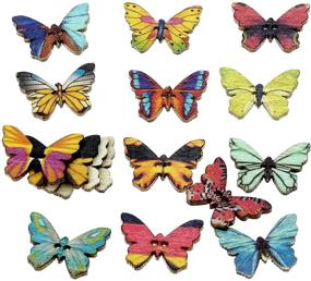 img 1 attached to 🦋 Pack of 200 Butterfly DIY Wooden Buttons, Lystaii Assorted Colors 1 Inch Vintage Wood Buttons with 2 Holes, Decorative Craft Buttons for Sewing, Crafting, and Woodworking Projects