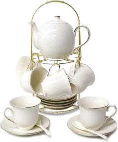 img 4 attached to 🍵 DaGiBayCn European Ceramic Coffee Holder in White