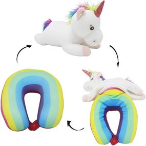 img 2 attached to 🦄 Nestable Convertible Travel Pillow & Toy Unicorn: The Ultimate 2-in-1 Neck Pillow for Airplane Travel, Ideal for Adults & Kids