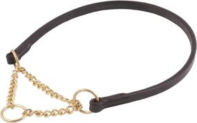 img 1 attached to 🐶 Alvalley Flat Leather Dog Collars with Martingale Chain - Hand Stitched Luxury Collar for Training, Walking & Showing - Safe & Easy to Use