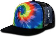 🌈 vibrant rainbow tie dye print trucker cap by decky: stand out in style! logo