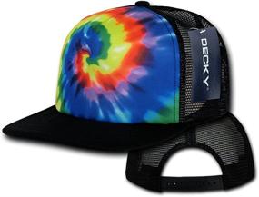 img 1 attached to 🌈 Vibrant Rainbow Tie Dye Print Trucker Cap by DECKY: Stand Out in Style!