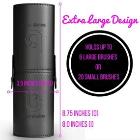 img 3 attached to 🌿 Vegan Leather Makeup Brush Holder Organizer - Beauty Junkees Large Black Cylinder Tube, Ideal for Countertop Vanity Organization, Easy Snap Cups for Travel, Modern & Cruelty-Free