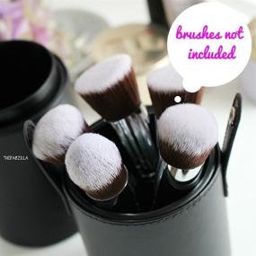 img 2 attached to 🌿 Vegan Leather Makeup Brush Holder Organizer - Beauty Junkees Large Black Cylinder Tube, Ideal for Countertop Vanity Organization, Easy Snap Cups for Travel, Modern & Cruelty-Free