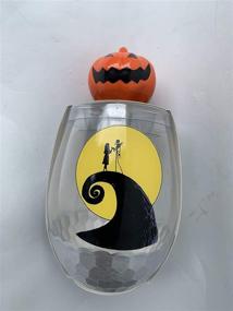 img 1 attached to 🎃 The Nightmare Before Christmas Jack and Sally Wine Glass Set with Pumpkin Stopper: Spooky Elegance for Halloween and Christmas Celebrations!