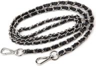 👜 47" synthetic leather metal chain, chain strap for crossbody bag, purse chain replacement with buckles - black strap and silver chain logo