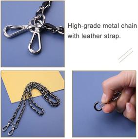 img 1 attached to 👜 47" Synthetic Leather Metal Chain, Chain Strap for Crossbody Bag, Purse Chain Replacement with Buckles - Black Strap and Silver Chain