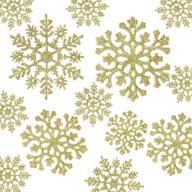 🎄 sparkling 4-inch gold snowflake ornaments - 36pcs christmas tree decorations logo