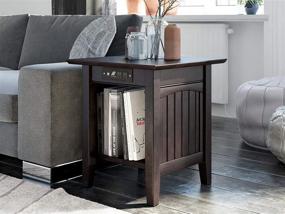 img 3 attached to 🔌 Atlantic Furniture Nantucket Espresso End Table with Charging Station, 20" x 20": Functional and Stylish Furniture Solution