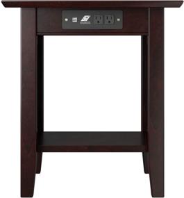 img 1 attached to 🔌 Atlantic Furniture Nantucket Espresso End Table with Charging Station, 20" x 20": Functional and Stylish Furniture Solution