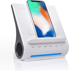 img 1 attached to 🔋 Azpen Dockall D108 - Qi Wireless Fast Charging Docking Station with Upgraded Bluetooth Speaker System - Glossy White