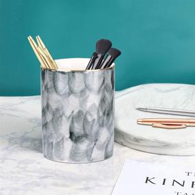 img 1 attached to 🖊️ Unibene Ceramic Pen Holder: Stylish Marble Cup Stand for Office & Home Organization