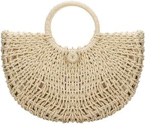 img 4 attached to 👜 Stylish Straw Bags: Hand-Woven Handle Summer Women's Handbags & Wallets