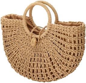 img 1 attached to 👜 Stylish Straw Bags: Hand-Woven Handle Summer Women's Handbags & Wallets