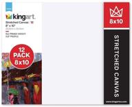 🎨 kingart stretched canvas, high-quality 8x10 inch, bulk pack of 12: perfect for artists and hobbyists logo