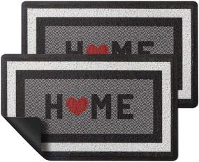 img 4 attached to HappyTrends 2 Pack Door Mat 30x17, Non Slip Absorbent Doormats for Indoor Outdoor Entryway, Welcome Mat Rugs for Entrance, Patio, Garage, High Traffic Areas - Grey