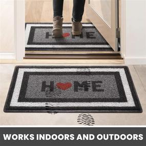 img 1 attached to HappyTrends 2 Pack Door Mat 30x17, Non Slip Absorbent Doormats for Indoor Outdoor Entryway, Welcome Mat Rugs for Entrance, Patio, Garage, High Traffic Areas - Grey