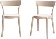 🪑 set of 2 premium plastic armless bistro dining chairs in beige by amazon basics logo