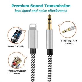 img 2 attached to 🎵 [Certified Apple MFi] Car Stereo AUX Cord for iPhone, Lightning to 3.5mm AUX Audio Nylon Braided Cable Compatible with iPhone 12/11/XS/XR/X 8 7 6 5, iPad, iPod, Speaker, Home Stereo, Headphone (Silver)