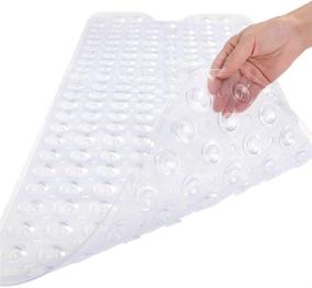 img 3 attached to 🛁 COMUSTER Bathtub and Shower Mat: Extra Long Non-Slip Bath Mat for Bathroom (39" x 16"), Machine Washable Tub Mat