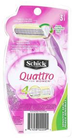 img 2 attached to 🪒 Schick Quattro for Women Disposable Razors, Sensitive Skin, 3 Count - Pack of 2 (Package May Vary)
