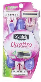 img 3 attached to 🪒 Schick Quattro for Women Disposable Razors, Sensitive Skin, 3 Count - Pack of 2 (Package May Vary)