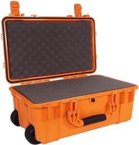 img 3 attached to 🧳 Condition 1 22'' Large Waterproof Rollable Hard Case - Orange, with Foam, Wheels, and Handle: IP67 Dust, Shock Proof, TSA Approved Portable Rolling Carry-On