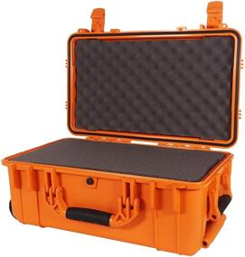img 2 attached to 🧳 Condition 1 22'' Large Waterproof Rollable Hard Case - Orange, with Foam, Wheels, and Handle: IP67 Dust, Shock Proof, TSA Approved Portable Rolling Carry-On