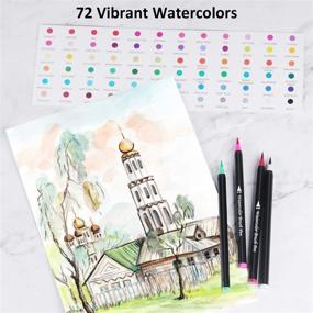 img 3 attached to 🎨 72-Color Vacnite Watercolor Brush Pens Set with 3 Water Pens - Flexible Real Brush Markers for Adults, Kids, Coloring Books, Calligraphy, Beginners