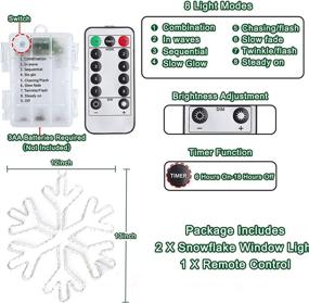 img 2 attached to 2 Pack Christmas Snowflakes Window Lights Decoration - 72 LED Total with Timer, 🌨️ Remote Control, Waterproof Battery Operated. Ideal Xmas Holiday Lights for Outdoor Indoor Porch Wall Door Decor