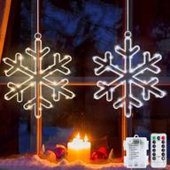 2 pack christmas snowflakes window lights decoration - 72 led total with timer, 🌨️ remote control, waterproof battery operated. ideal xmas holiday lights for outdoor indoor porch wall door decor logo