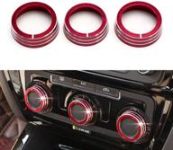 🔴 enhance your vw mk6 golf gti jetta with red anodized aluminum ac climate control ring knob covers - ijdmtoy 3pcs logo