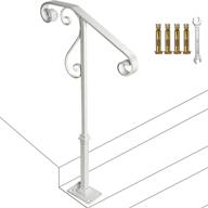 🛠️ sturdy wrought iron handrail railing with single post base for 1 or 2 steps - grab rail for porch and steps logo