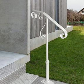 img 1 attached to 🛠️ Sturdy Wrought Iron Handrail Railing with Single Post Base for 1 or 2 Steps - Grab Rail for Porch and Steps