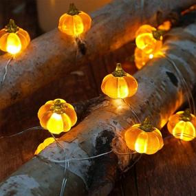 img 4 attached to BOHON Halloween Lights: Vibrant 3D Jack-o-Lantern 10ft String Lights - 🎃 Battery-Powered Orange Decorations for Halloween Party, Thanksgiving, Indoor & Outdoor Fall Harvest Ambiance