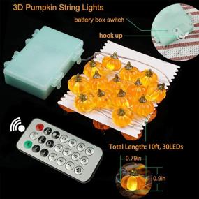 img 1 attached to BOHON Halloween Lights: Vibrant 3D Jack-o-Lantern 10ft String Lights - 🎃 Battery-Powered Orange Decorations for Halloween Party, Thanksgiving, Indoor & Outdoor Fall Harvest Ambiance