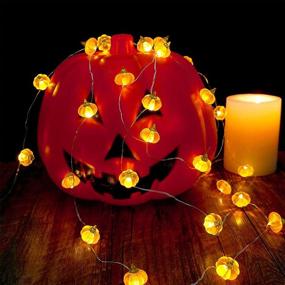 img 3 attached to BOHON Halloween Lights: Vibrant 3D Jack-o-Lantern 10ft String Lights - 🎃 Battery-Powered Orange Decorations for Halloween Party, Thanksgiving, Indoor & Outdoor Fall Harvest Ambiance