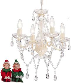 img 2 attached to Mini Crystal Chandelier Acrylic Beige Chandelier Lighting 4 Light Modern Hanging Light Fixtures