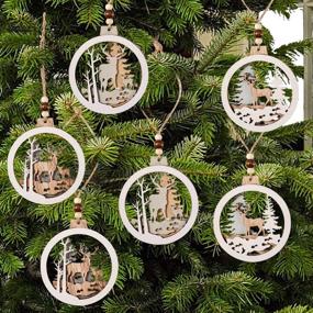 img 1 attached to 🎄 Christmas Hanging Wooden Ornament- ZKZX Wooden Cutouts Embellishments for Holiday Decorations